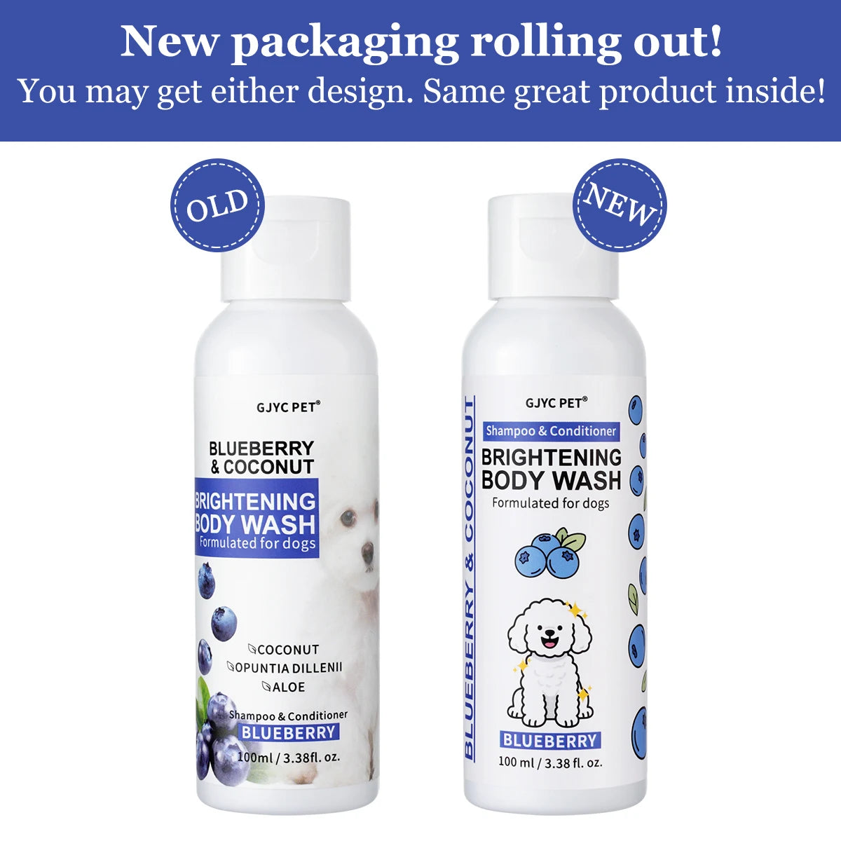 🐾FurClean Dog💧Shampoo🧼Whitening Shampoo Blueberry Brightening Formula Enhances Fur Shine Softness Pet Grooming Care✨