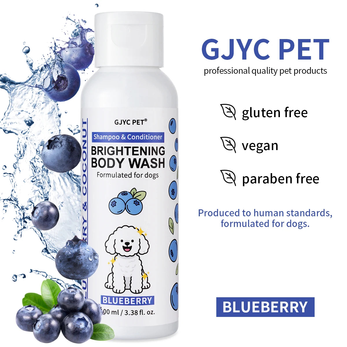 🐾FurClean Dog💧Shampoo🧼Whitening Shampoo Blueberry Brightening Formula Enhances Fur Shine Softness Pet Grooming Care✨